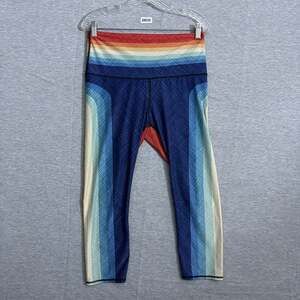 Yoga Democracy Women's Large Multicolor Striped Print Cropped Leggings